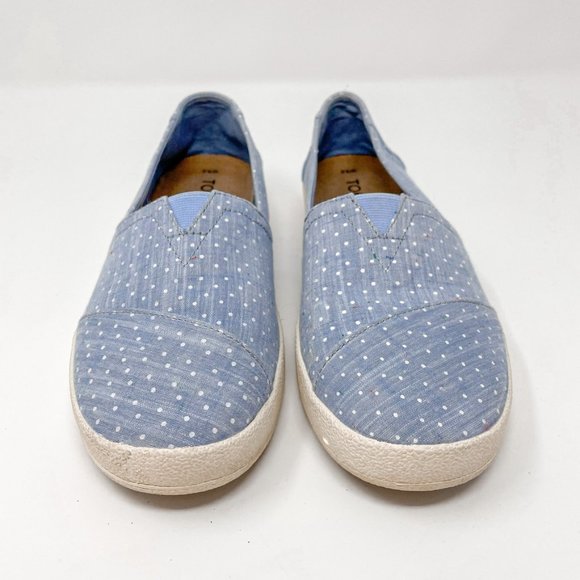 TOMS Womens Avalon Sneaker Shoe Blue Polka Dot Sz 6.5 - Picture 2 of 8